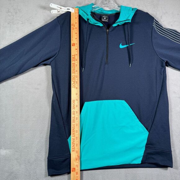 Nike Training Hoodie Mens S Blue Colorblock Graphic Arm Logo 1/4 Zip Sweatshirt - Picture 6 of 10